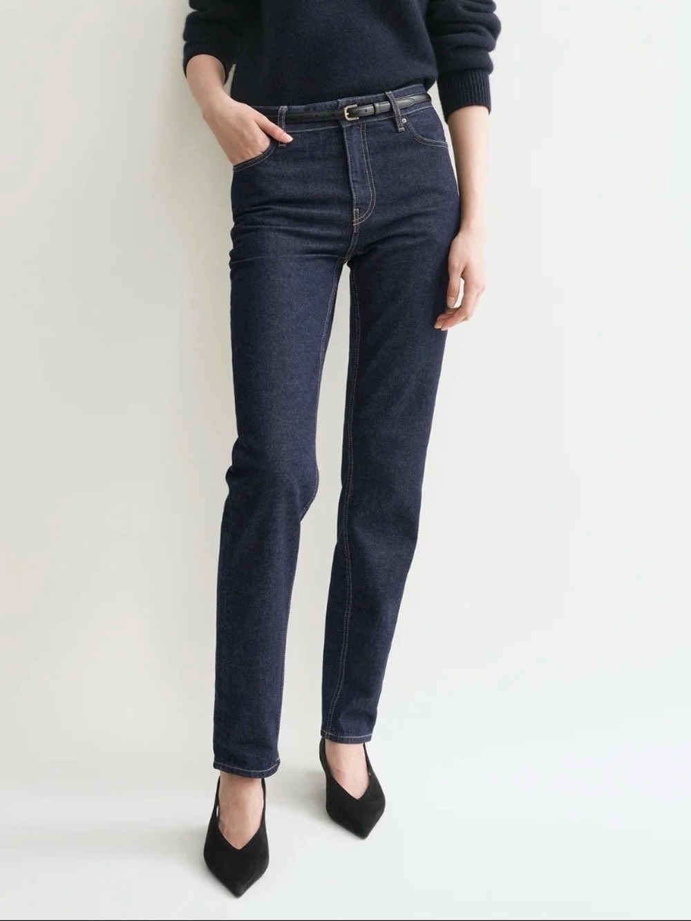 Toteme Low Taper Denim Slate Jeans in Dark Wash 27